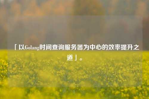 「以Golang時間查詢服務器為中心的效率提升之道」。